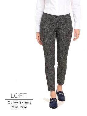 Loft black and white squares pattern curvy skinny pants size 8 | 29"